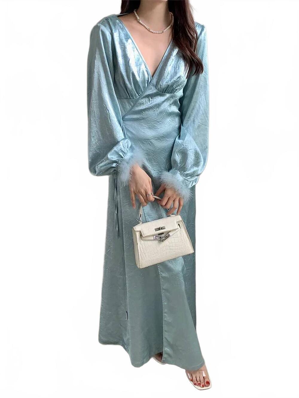 NEW MUKZIN slim maxi dress in powder blue